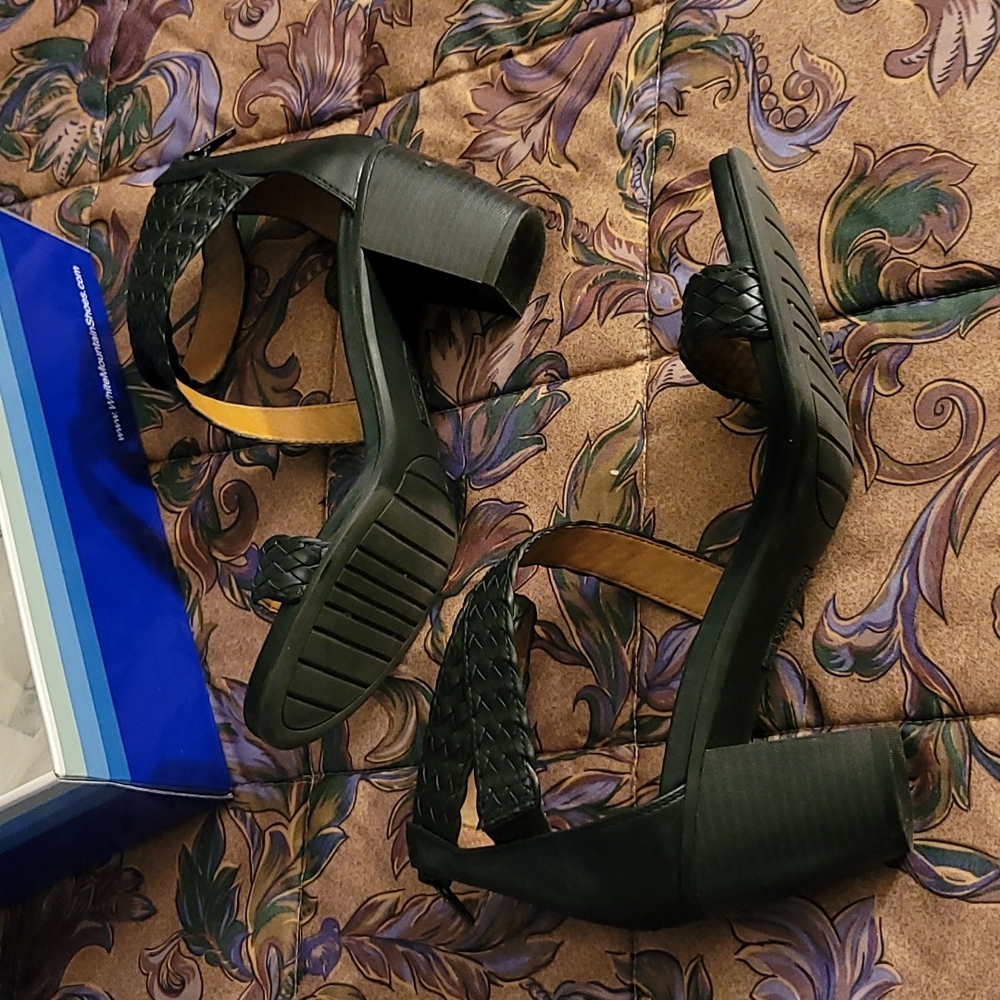 Black Leather Strappy Heels - Picture 7 of 7